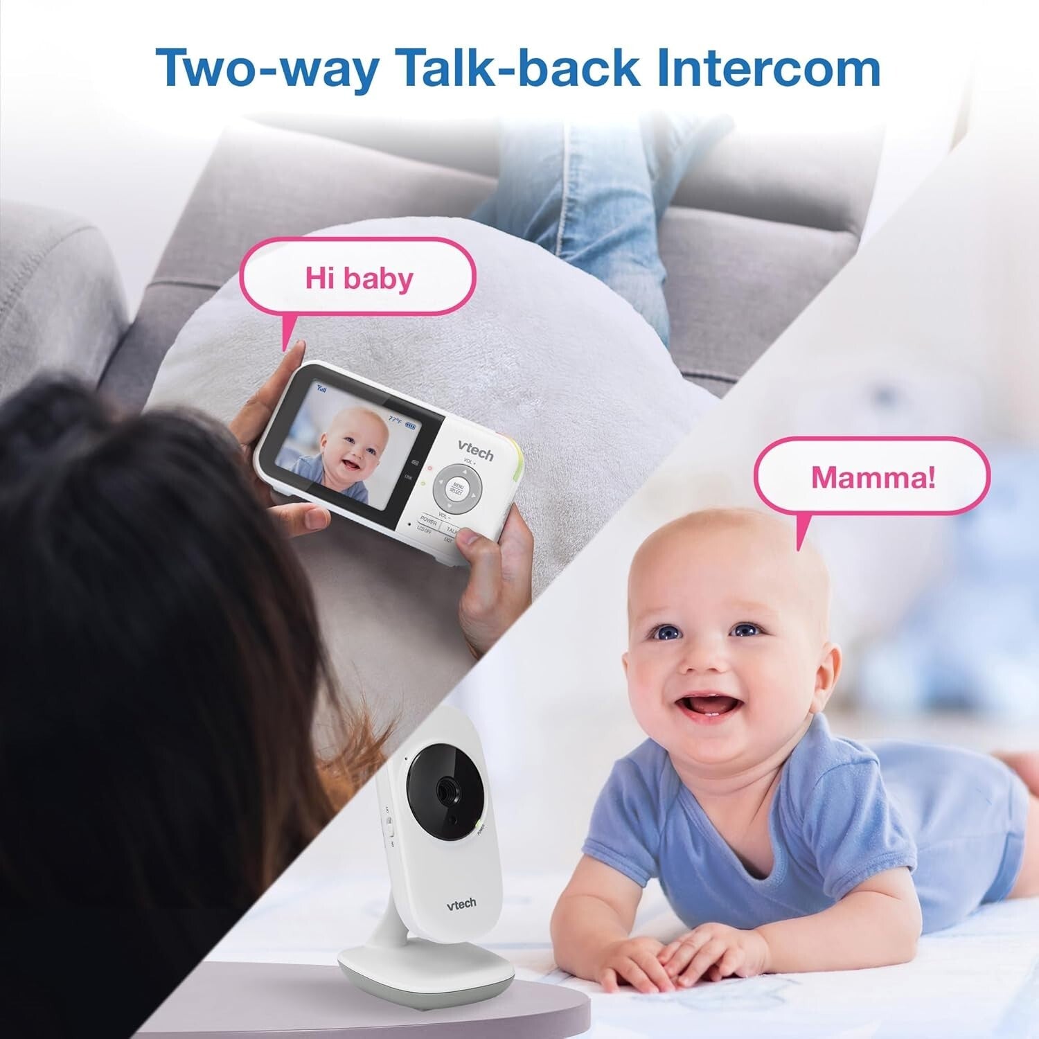 Portable Baby Monitor: 2.8” LCD, Lullabies & Temperature Sensor, No Wi-Fi Needed