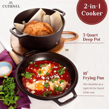 Load image into Gallery viewer, Versatile 5-Quart Cast Iron Dutch Oven with Dual Handles and Silicone Covers