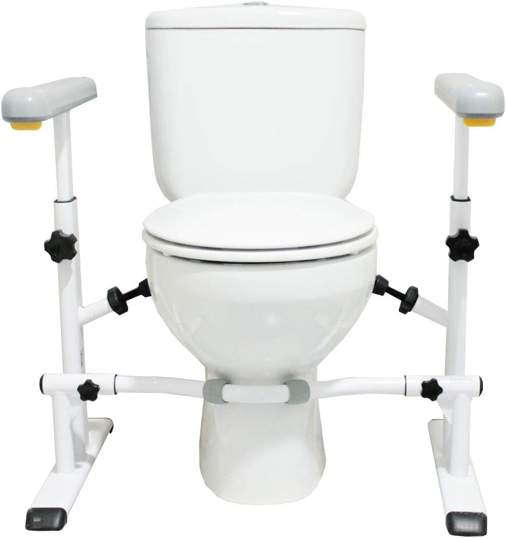 Curved Design Toilet Safety Rails with Adjustable Armrests for Maximum Comfort