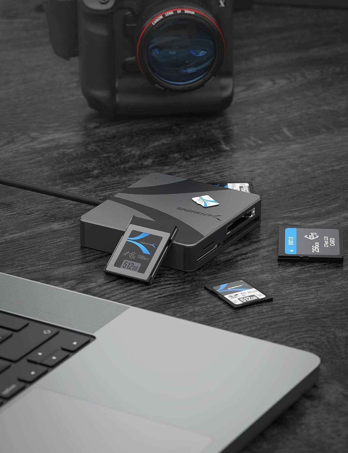 Versatile USB-C Card Reader: Supports CFexpress, CFast 2.0, MicroSD & SD Cards