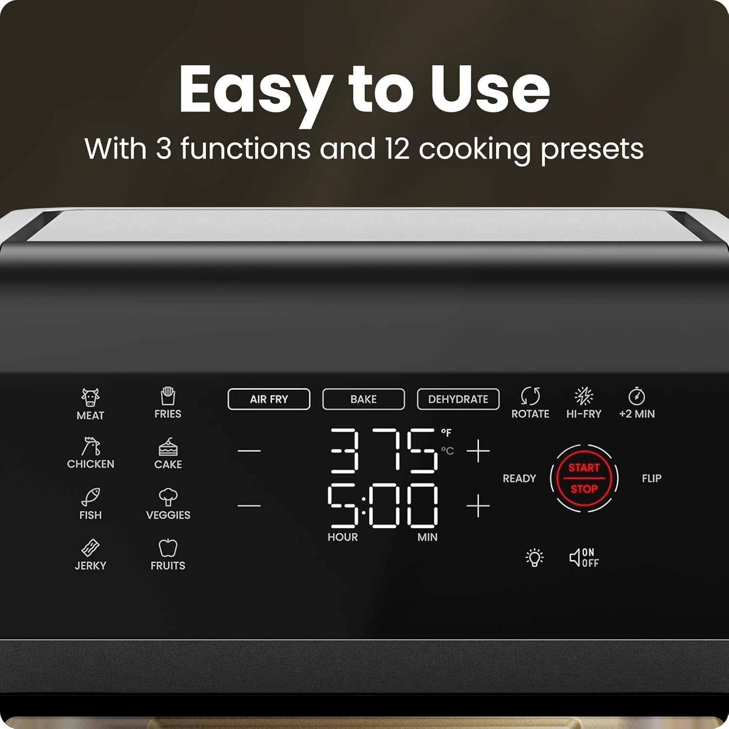 Family-Sized 12-Quart Air Fryer Oven - 6 Functions, Touch Control & Easy Cleanup