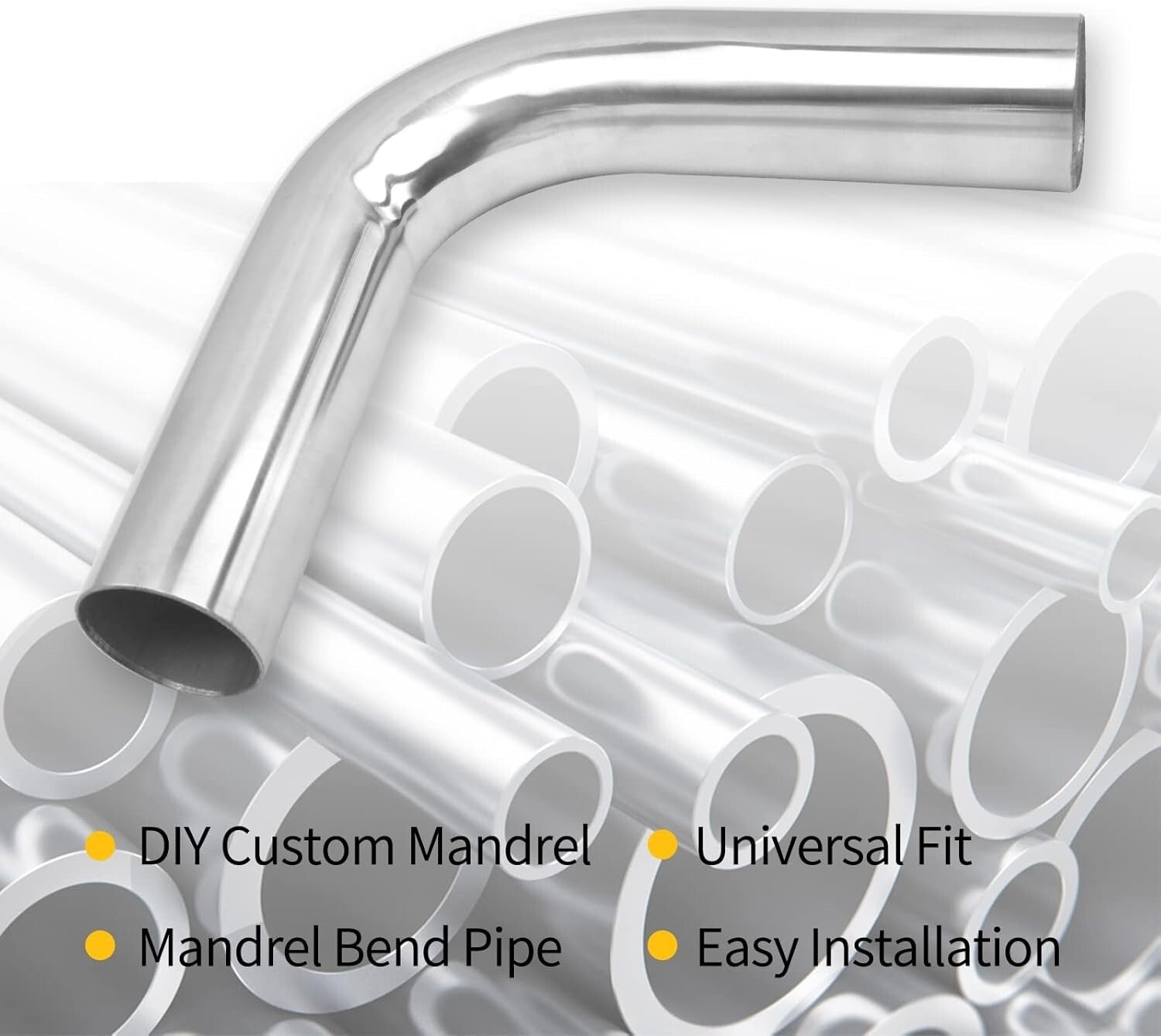 2.5" T304 Stainless Steel 90 Degree Mandrel Bend Exhaust Pipe - Pack of 2