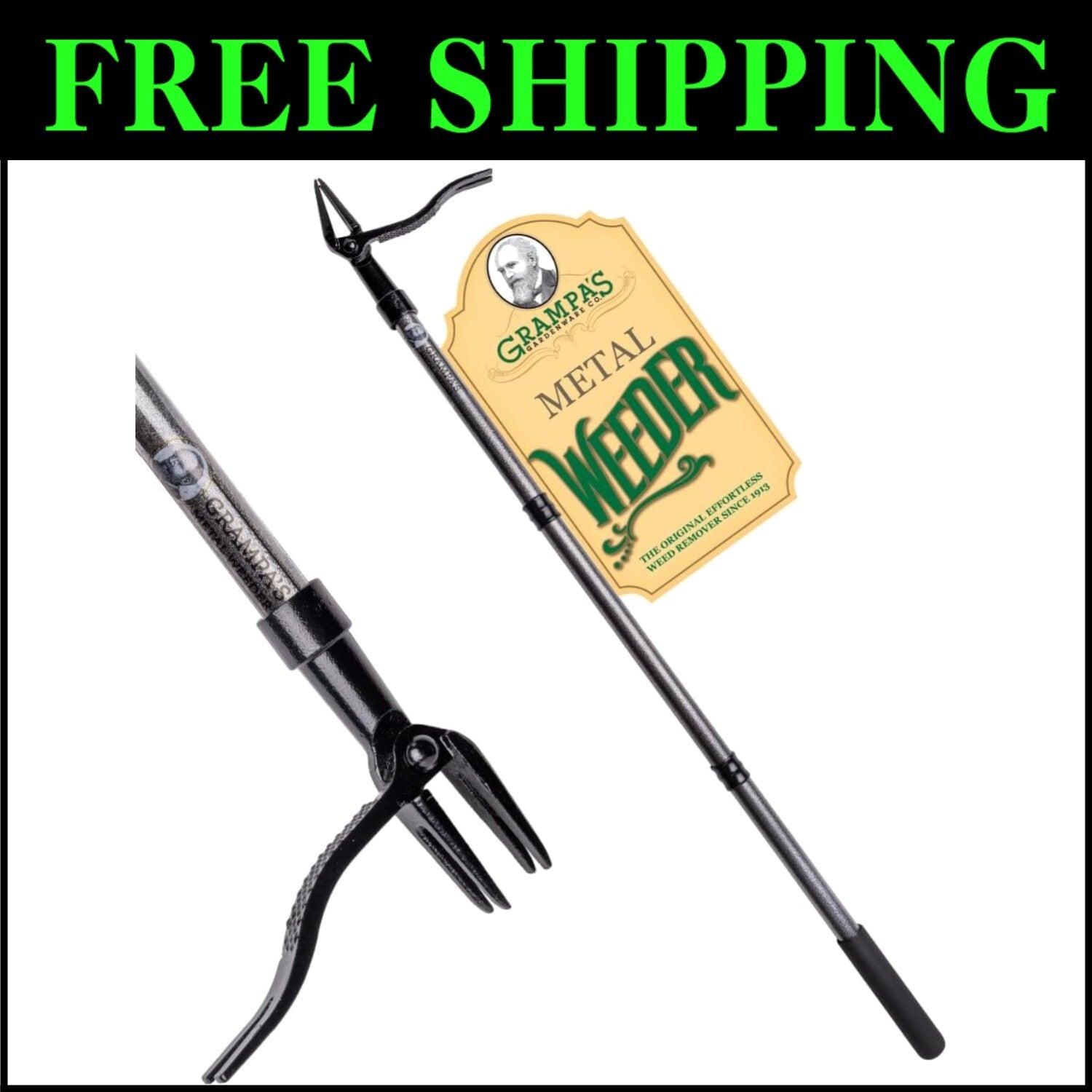 Durable Steel Long Handle Weeder - 4-Claw Design for Effortless Root Removal