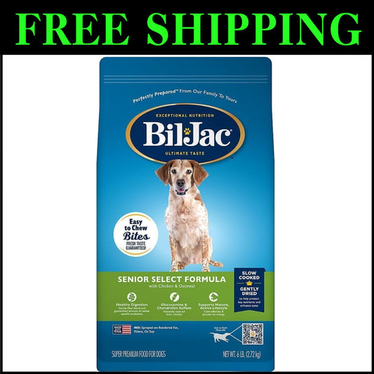 Bil Jac Senior Dog Food - 2-Pack of 6lb Chicken & Oatmeal, Super Premium Quality