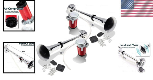 Super Loud 150dB Truck & Boat Air Horn - Dual Trumpet with Easy Install Kit
