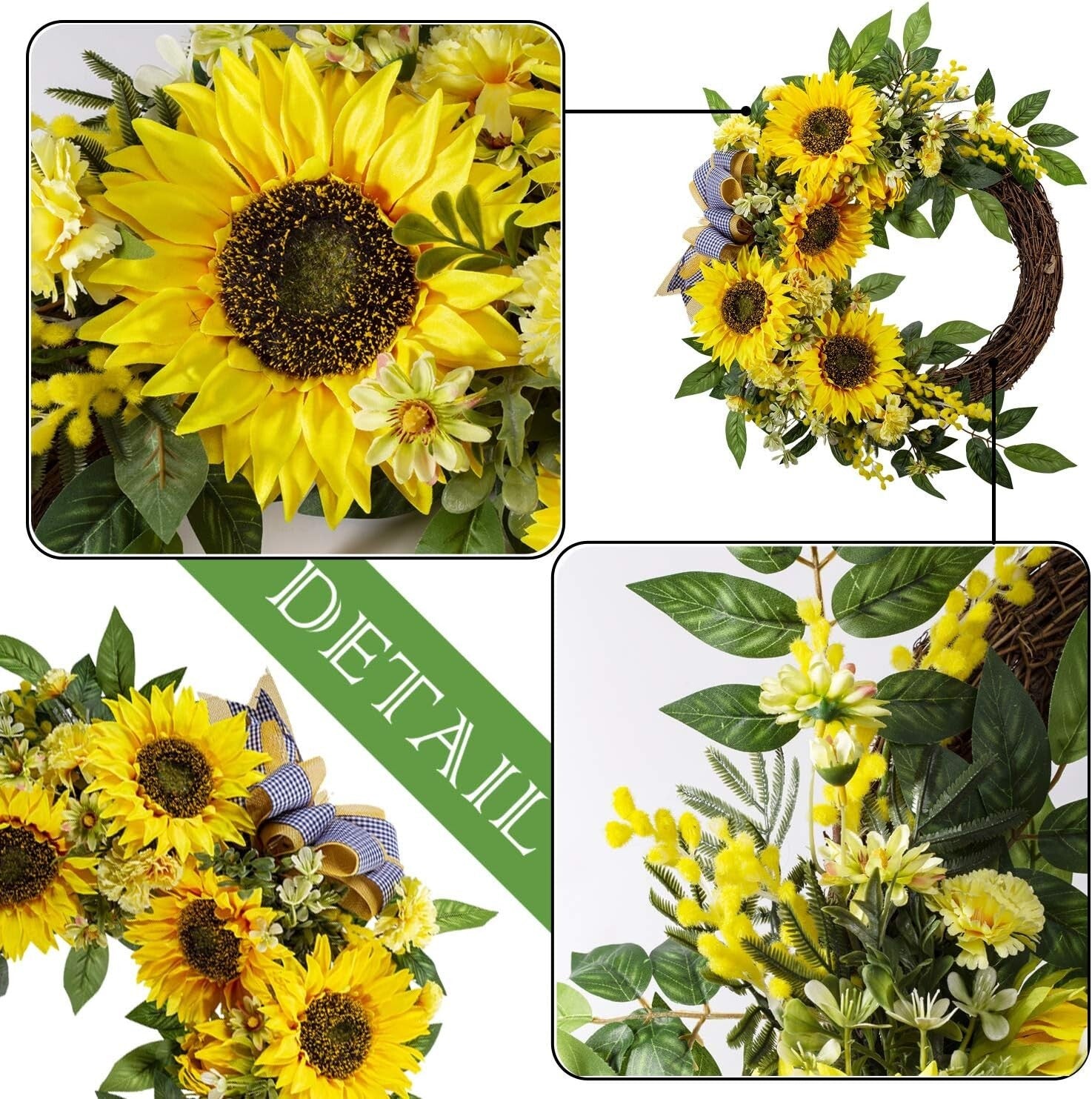 Charming 18' Sunflower Wreath Perfect for Valentine's and Mother's Day Gifts