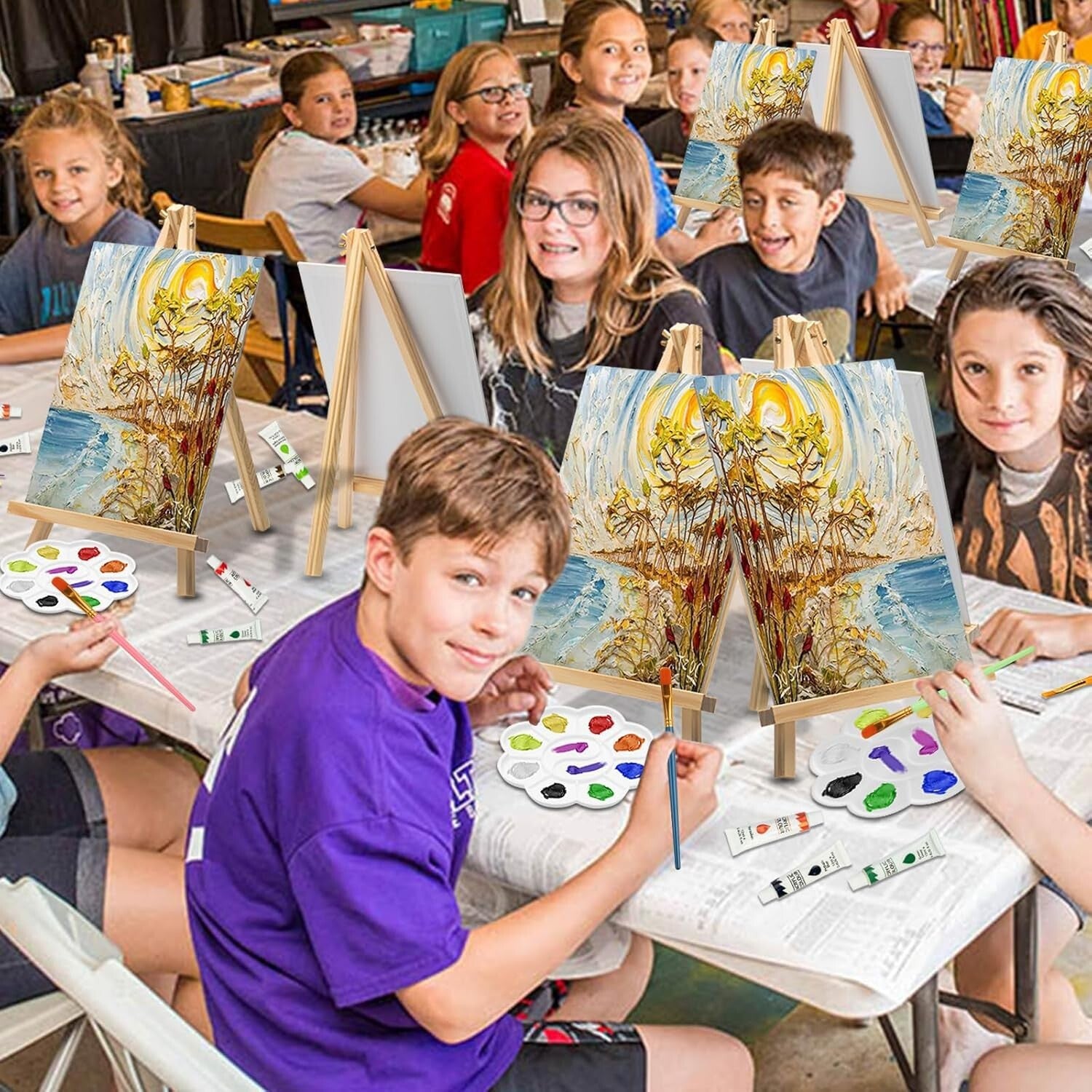 Deluxe 410-Piece Painting Supplies Set - Brushes, Paints & Easels Included