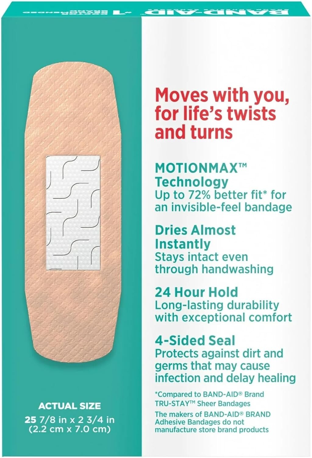 Flexible MotionMax Bandages – 25 Count Multipack, Waterproof & Comfortable