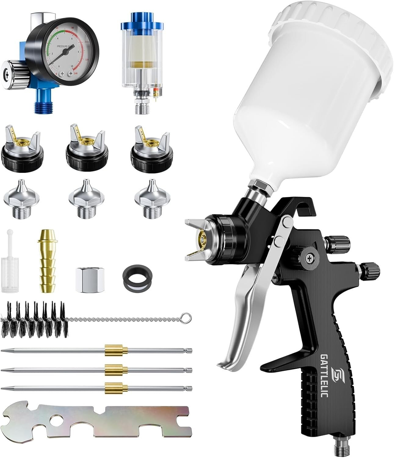 Efficient LVLP Paint Sprayer Kit for Cars & Home Renovation, 1.3-1.7mm Nozzles