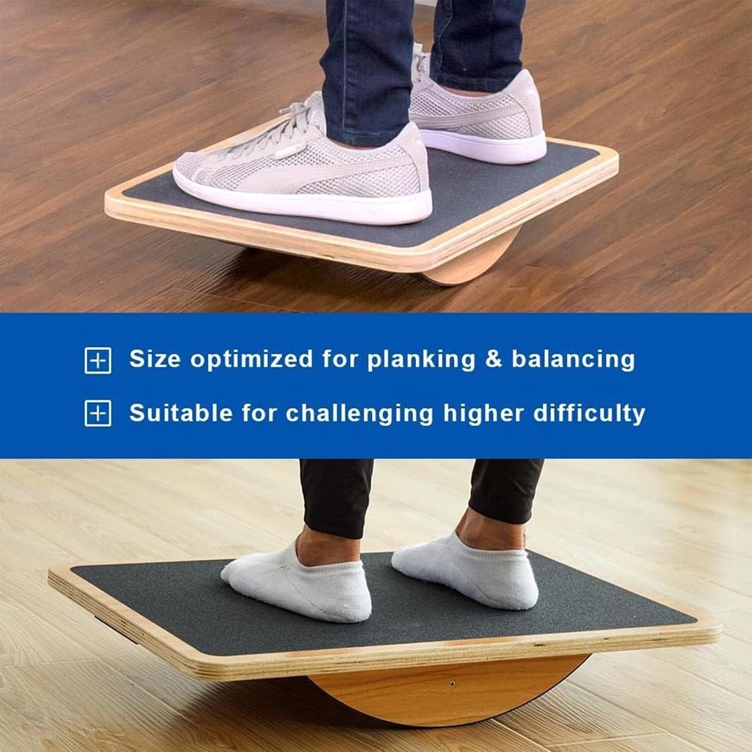 Eco-Friendly Wooden Balance Board for Core Strength - Slip-Resistant & Portable