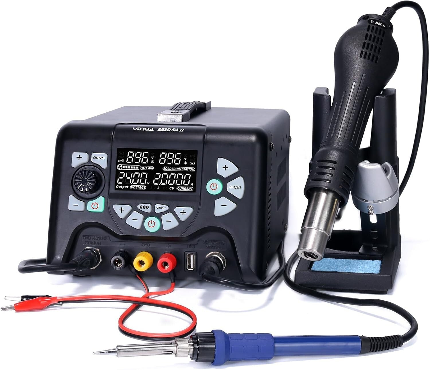 Efficient 30V 5A Hot Air Rework Soldering Station - PID Temperature Control Tech
