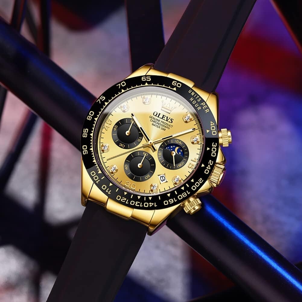 Elegant Business Men's Watch with Diamond Dial & Luminous Waterproof Feature