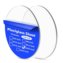 Load image into Gallery viewer, 1/8" Thick Round Acrylic Discs - 20" Clear Panels for Creative DIY Projects