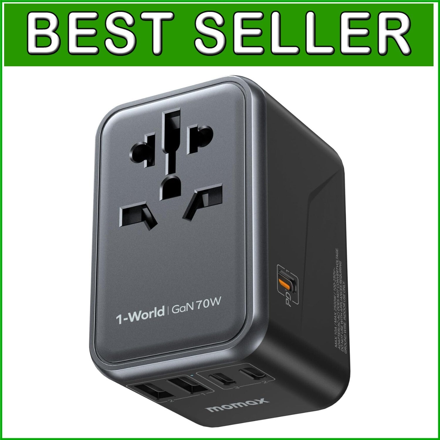 All-in-One 5-Port Universal Travel Adapter for Worldwide Compatibility & Safety