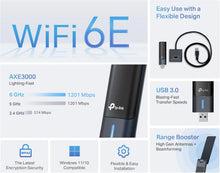 Load image into Gallery viewer, Tri-Band WiFi 6E USB Adapter for Desktop - Ultra-Low Latency &amp; High-Speed
