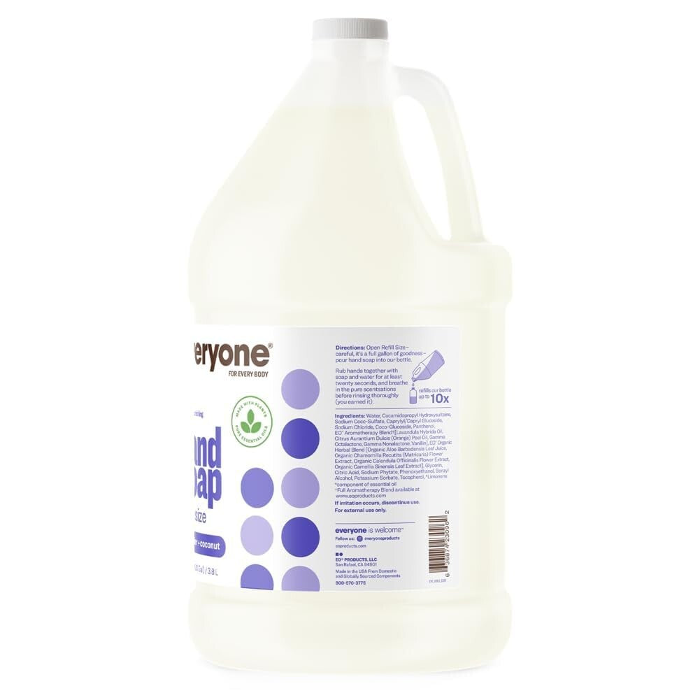 Gentle Lavender Coconut Liquid Hand Soap Refill, 1 Gallon Plant-Based Cleanser