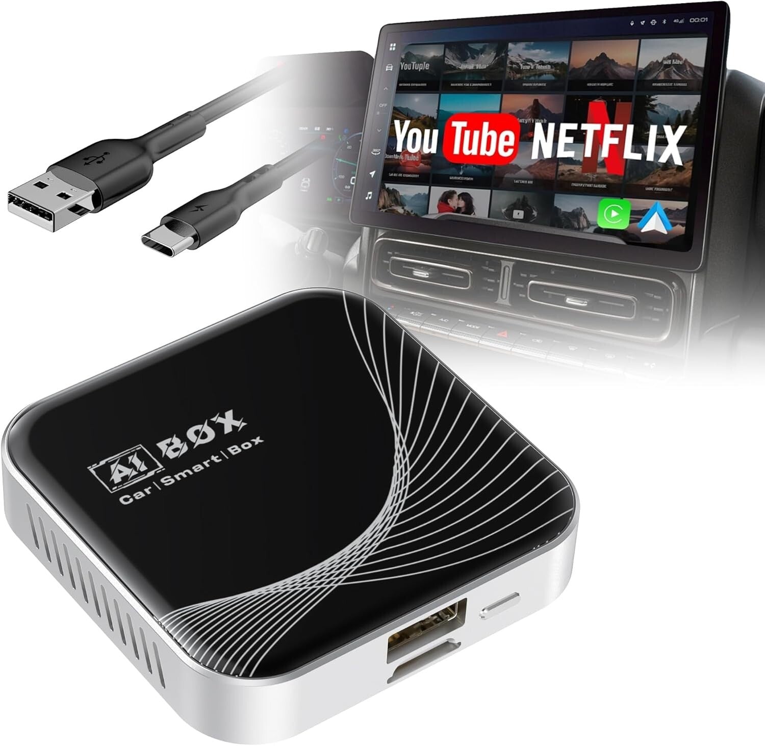 3-in-1 Wireless CarPlay & Android Auto Adapter – Easy Setup, Supports Streaming