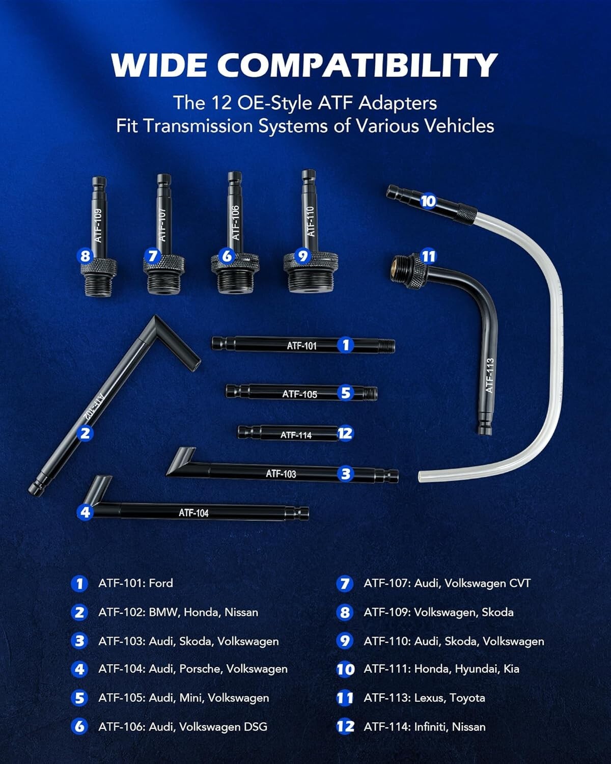 Durable 3L Transmission Fluid Transfer Pump with Storage Belt & 12 ATF Adapters