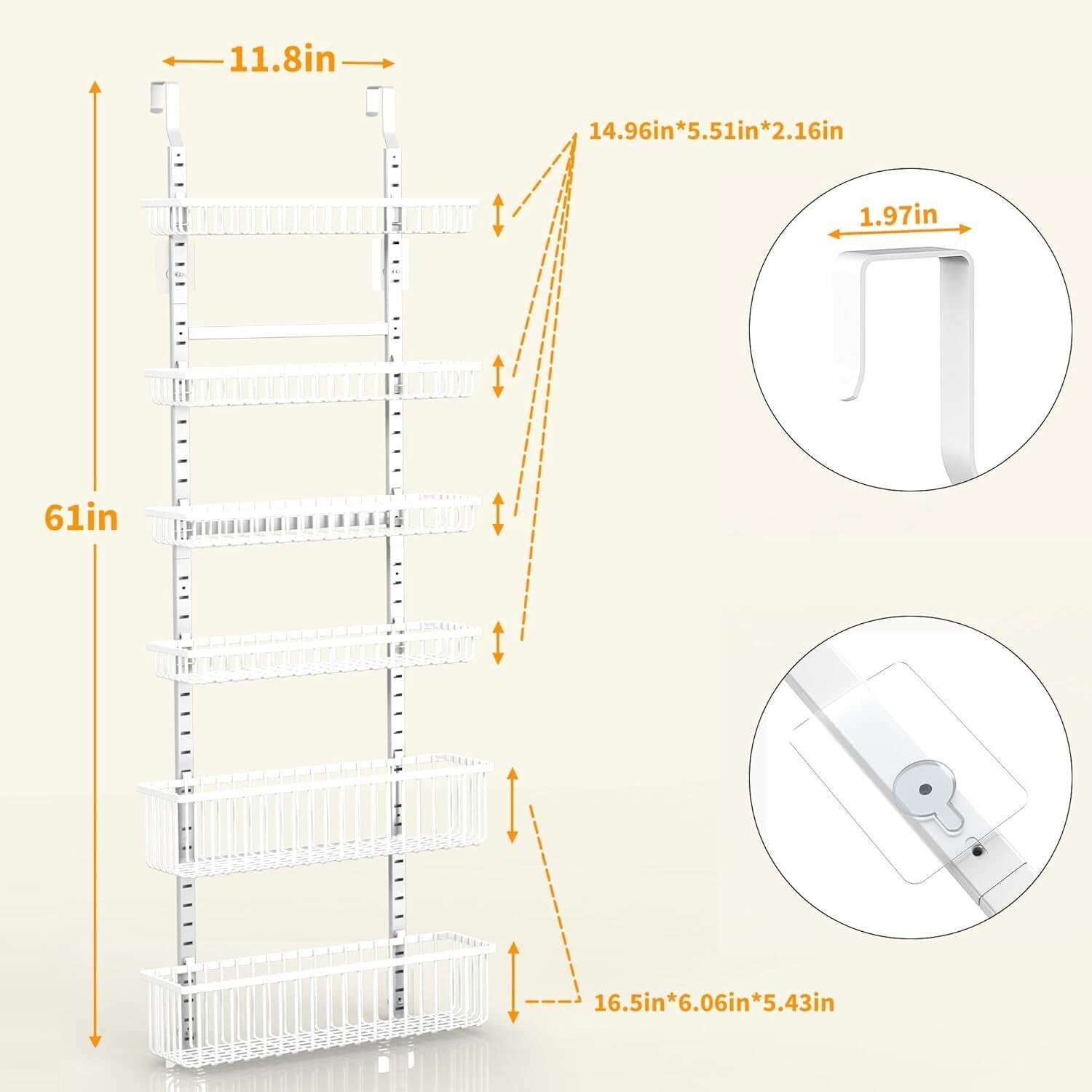 Durable 6-Tier Hanging Basket Organizer for Pantry and Household Essentials