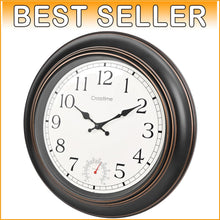 Load image into Gallery viewer, Large 18" Retro Wall Clock with Built-in Thermometer for Indoor/Outdoor Spaces