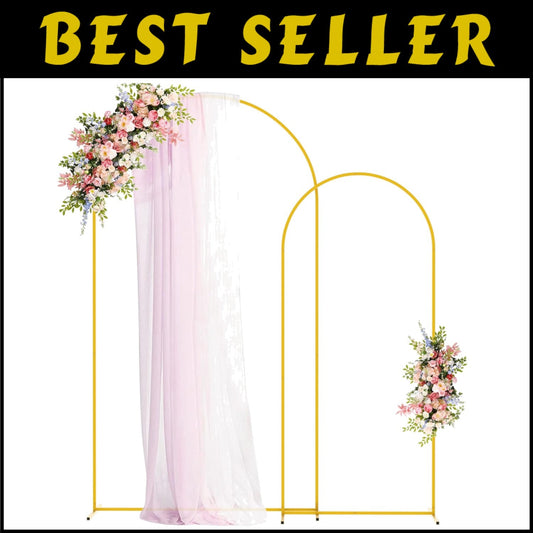 Decorative Gold Backdrop Arch Stands Set - 7.2FT & 6FT for Multiple Celebrations