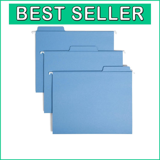 FasTab 200 Count Blue Hanging File Folders - Easy Labeling & Access, Letter Size