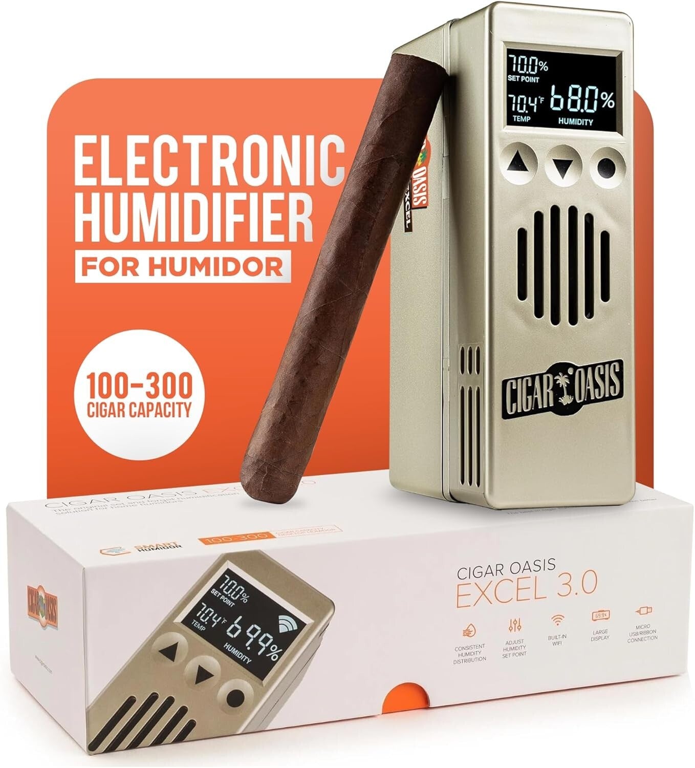 Efficient 3.0 Cigar Humidifier with Soft-Touch Buttons – Perfect Preservation