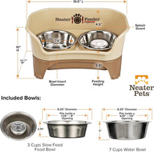 Load image into Gallery viewer, Dishwasher Safe Elevated Dog Feeder with Slow Feed Bowl and Spill Proof Design