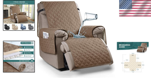 Elegant 100% Waterproof Recliner Chair Cover - Perfect for Families & Pets, 23"