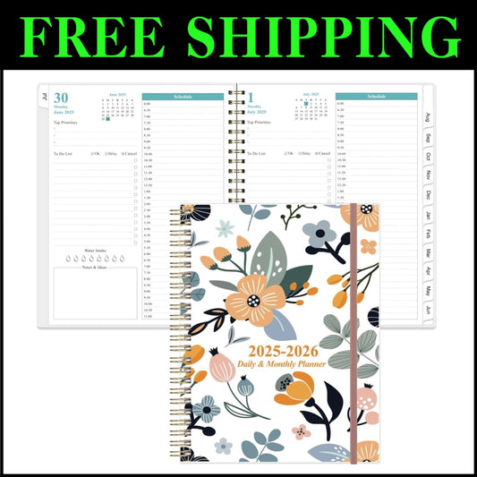 Chic Daily Planner for 2025-2026 – 8.5" x 11" with 12 Tabs & High-Quality Paper