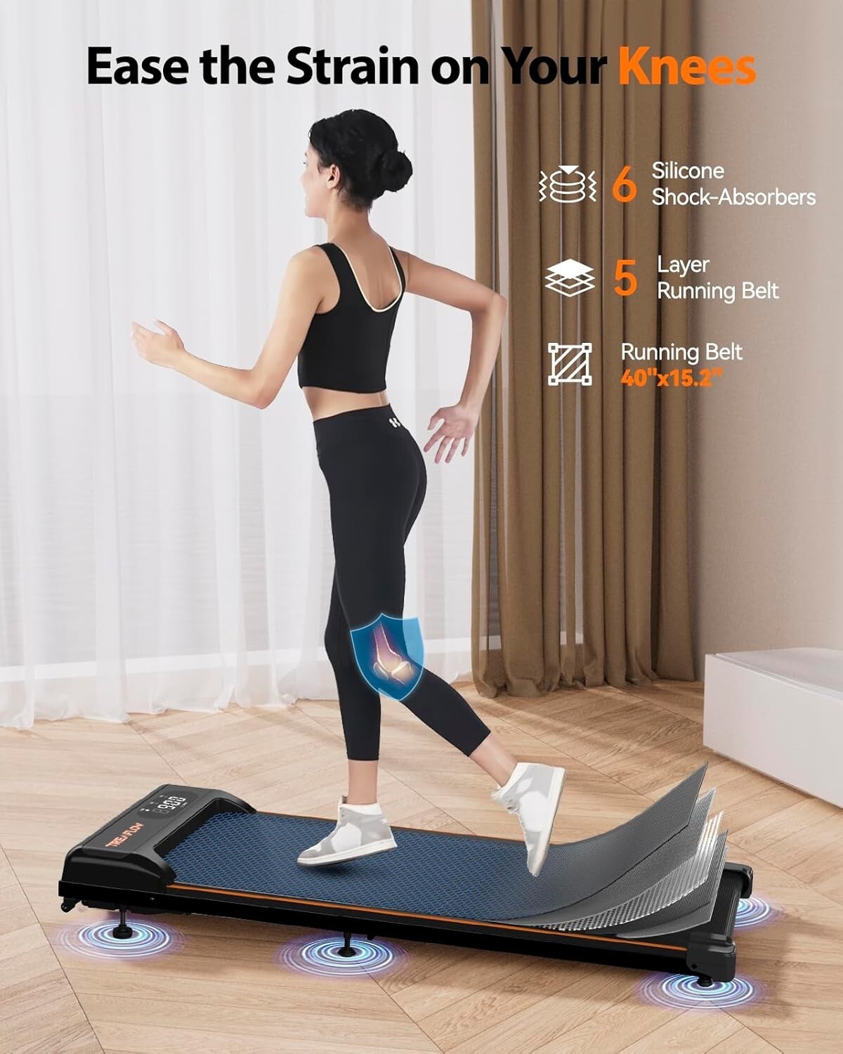 Multi-Functional Portable Treadmill for Fitness at Home & Office – 265 lbs Limit