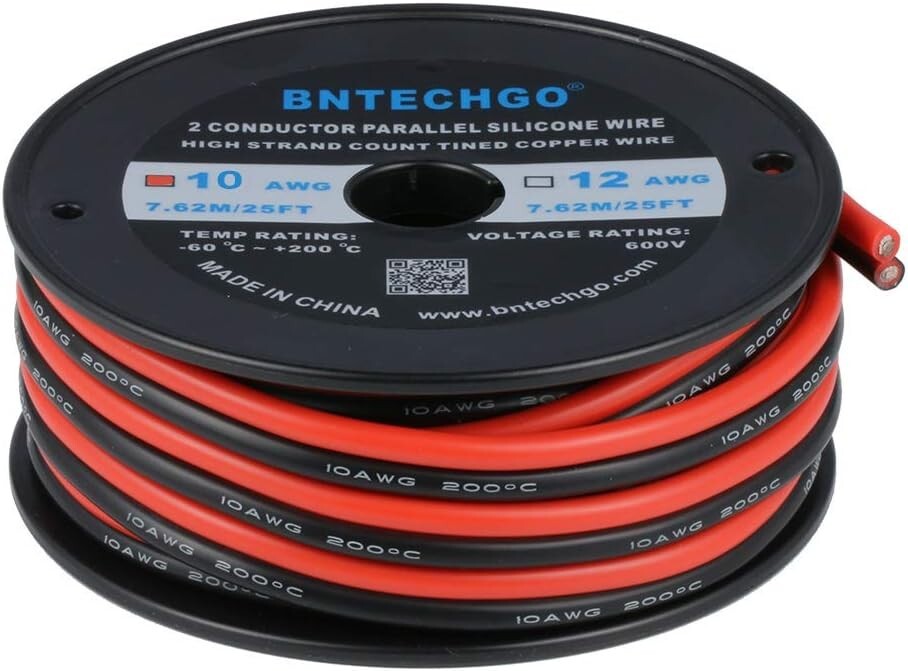 Ultra-Flexible 10 AWG Silicone Wire Spool 25ft - 600V Rated for Versatile Use