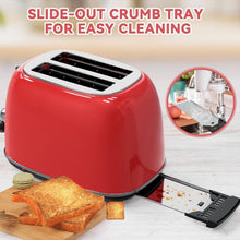Load image into Gallery viewer, Stylish 850W Retro Toaster: 2 Slice, 1.5'' Slots, Defrost &amp; High Lift Features