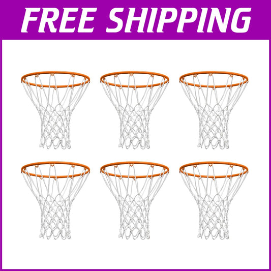 Durable Polyester Basketball Net Replacement - 6 Pcs for 21" Indoor/Outdoor Use