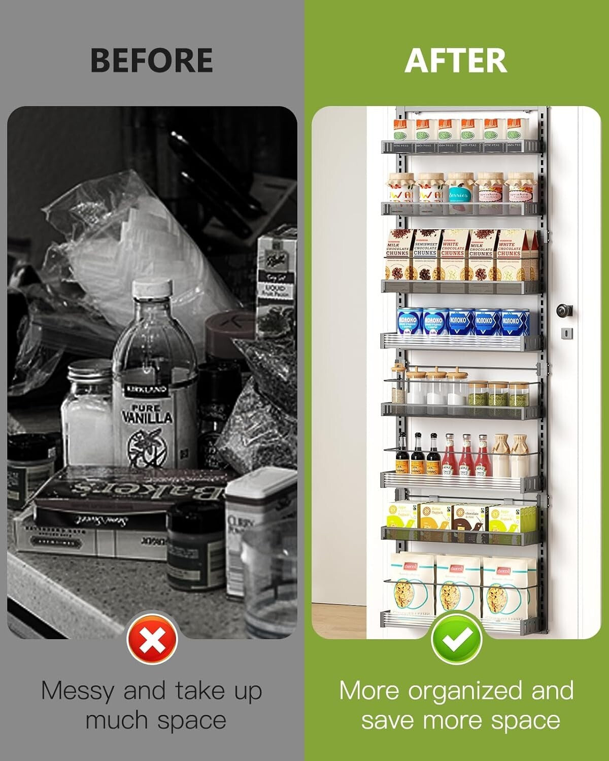 Large 8-Tier Spice Rack with Detachable Baskets - Ideal Wall Mounted Organizer