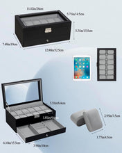 Load image into Gallery viewer, Premium 12-Slot Watch &amp; Jewelry Organizer with Soft Interior &amp; Tabletop Design