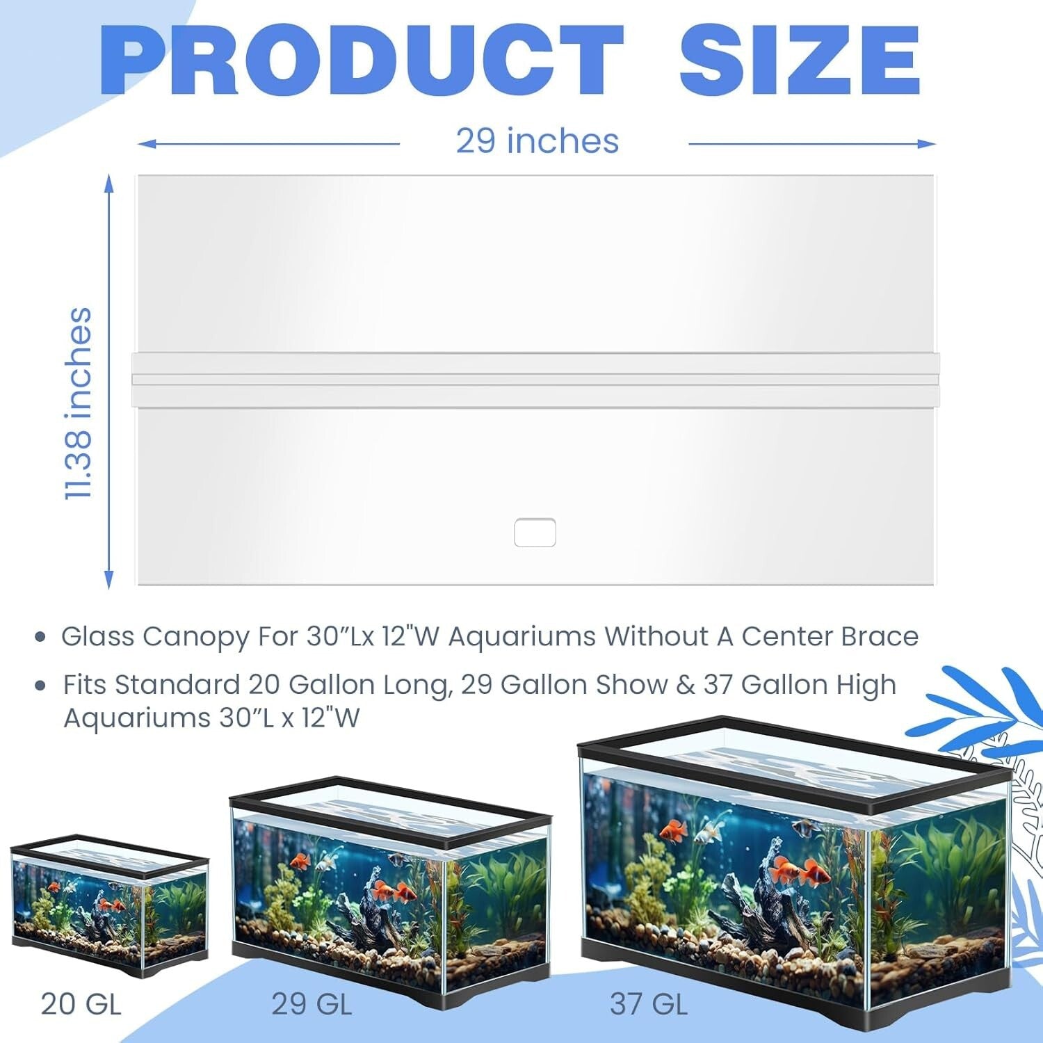 Elegant Minimalist Aquarium Cover 30 x 12 Inches – Lightweight & Easy to Manage
