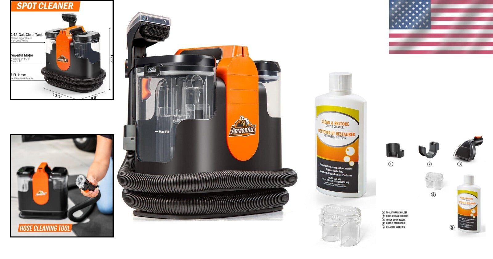 Effortless 0901 Upholstery Cleaner with Accessories - Ideal for Cars and Couches