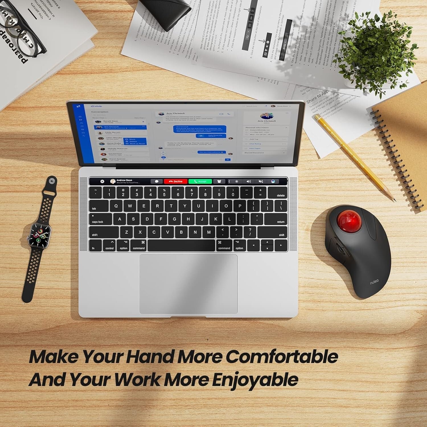 Compact & Lightweight Wireless Rolling Ball Mouse - Ideal for Comfort & Control