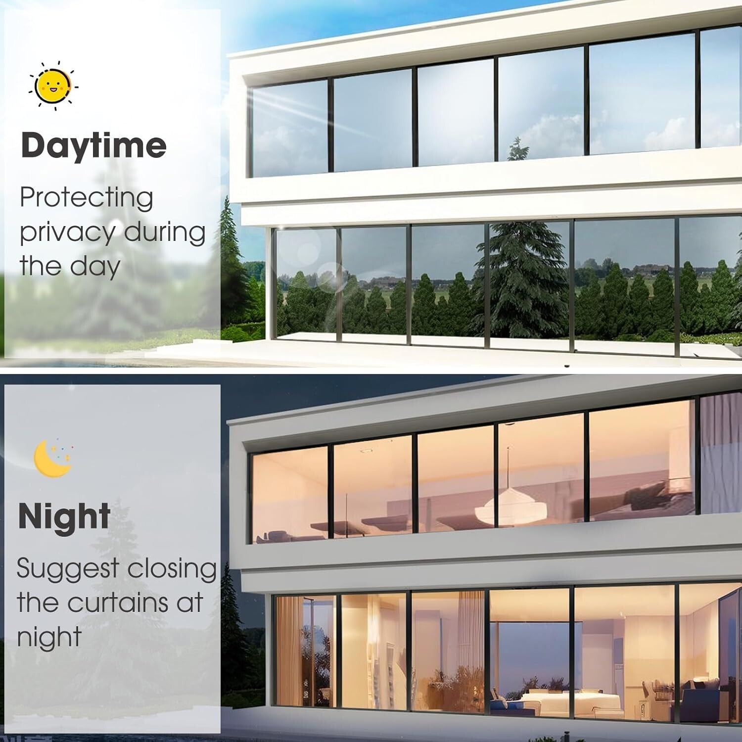 Easy Install PV Blocking Window Tint - Daytime Privacy Film, 45 x 157 in, Silver