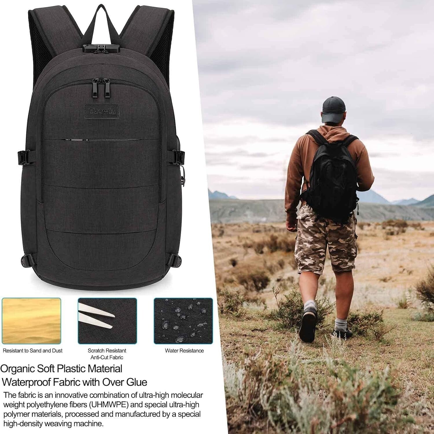 Durable Unisex 17.3” Laptop Backpack with Anti-Theft Lock & USB Charging Port