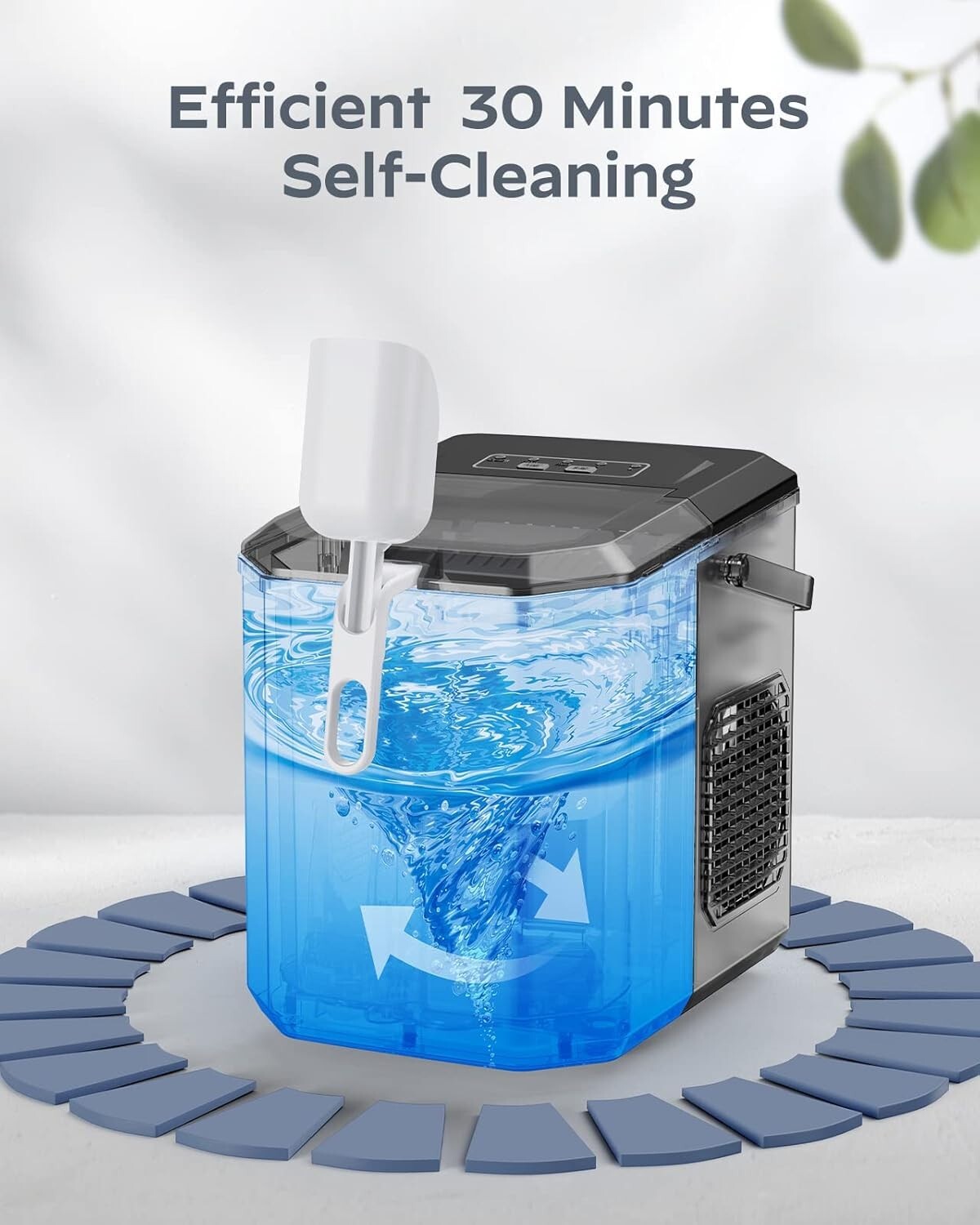Portable Self-Cleaning Ice Maker - Compact Countertop Design for Home Use