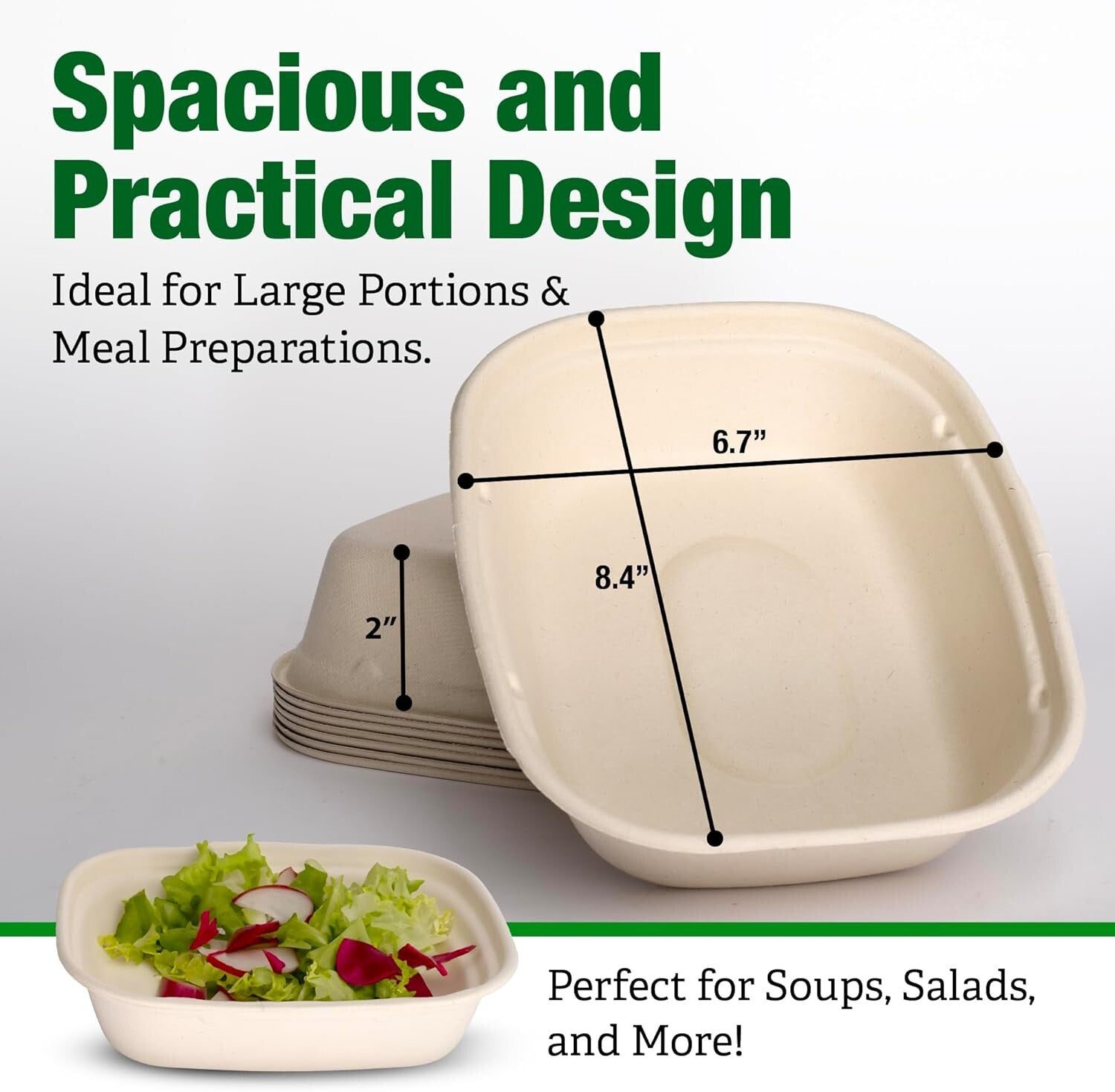 Eco-Friendly 100 Count Oval Paper Bowls - 40 oz, Ideal for Parties & Takeout