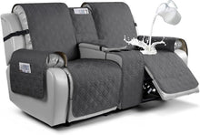 Load image into Gallery viewer, Charcoal Gray Waterproof Loveseat Recliner Cover with Console for Pet Protection