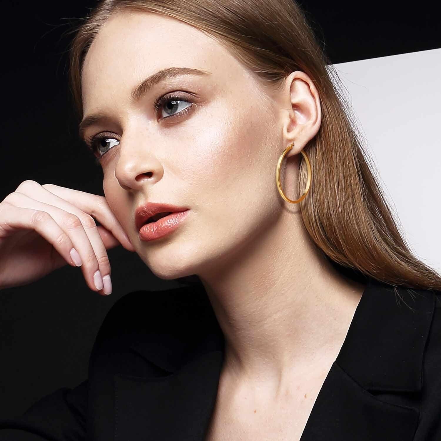 Timeless 14K Gold Hoop Earrings for Women - Secure Clasp and Gift-Ready Box