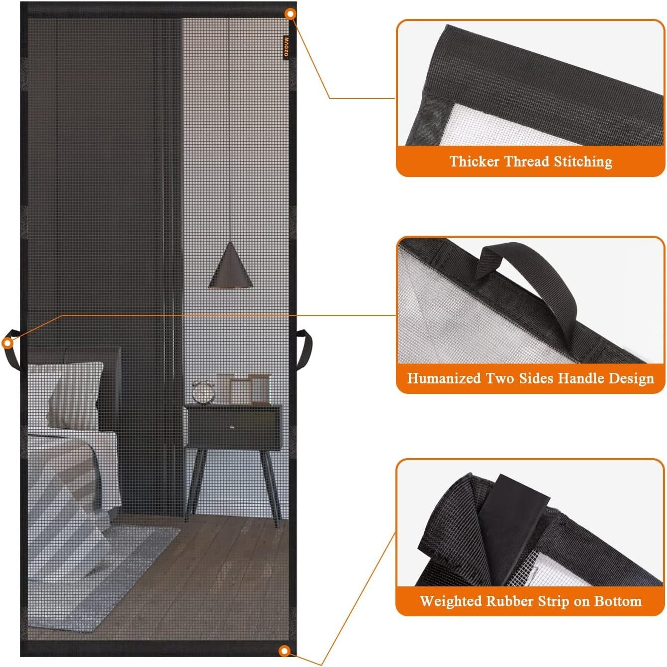 Lightweight Retractable Screen Door 38" x 82" - Easy Install & Adjustable Width