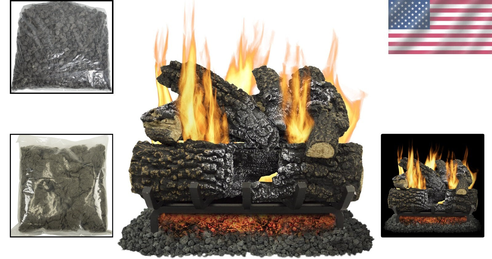 Efficient 18" Arlington Vented Gas Logs - Dual Burner & Match Light Ignition