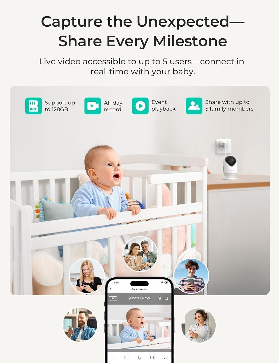 Advanced 1080P WiFi Baby Monitor with Motion Alerts & Triple Security Features