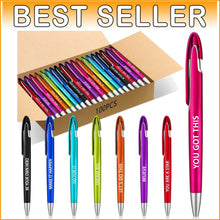 Load image into Gallery viewer, Bulk 100 Retractable Ballpoint Pens with Positive Quotes - Perfect for Gifting