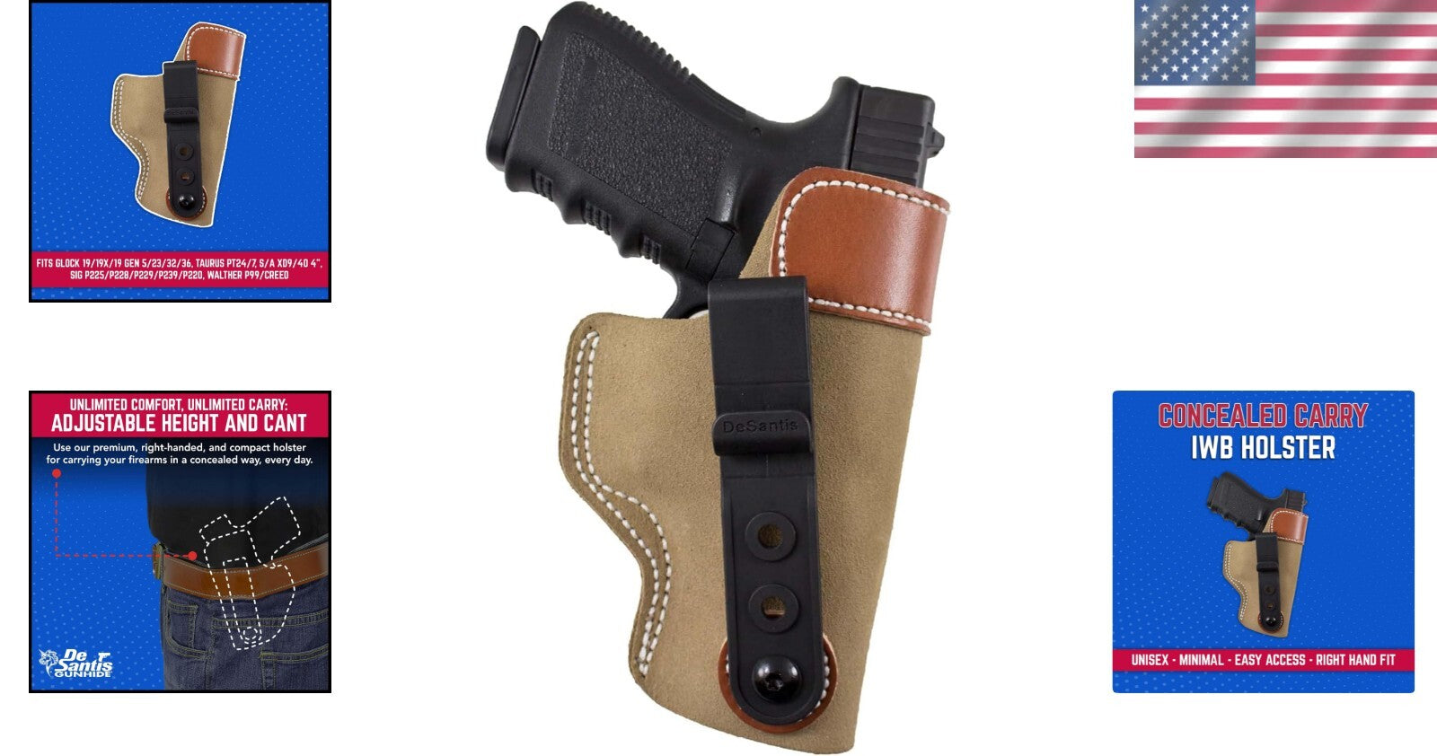 Lightweight Sof-Tuck Leather Holster for GLOCK & Taurus - Easy Access Right-Hand